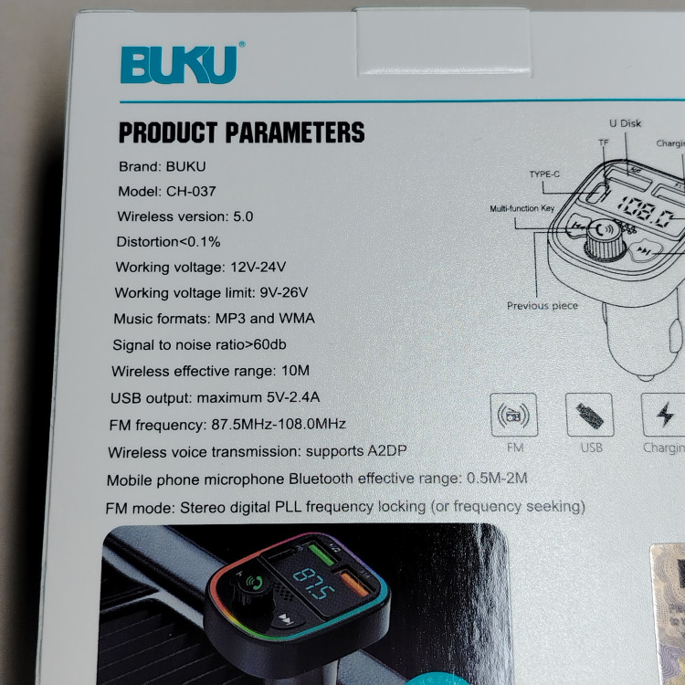 افام ترنسمیتر بلوتوثی ماشین BUKU مدل CH-037 | پخشکننده موسیقی و شارژر خودرو