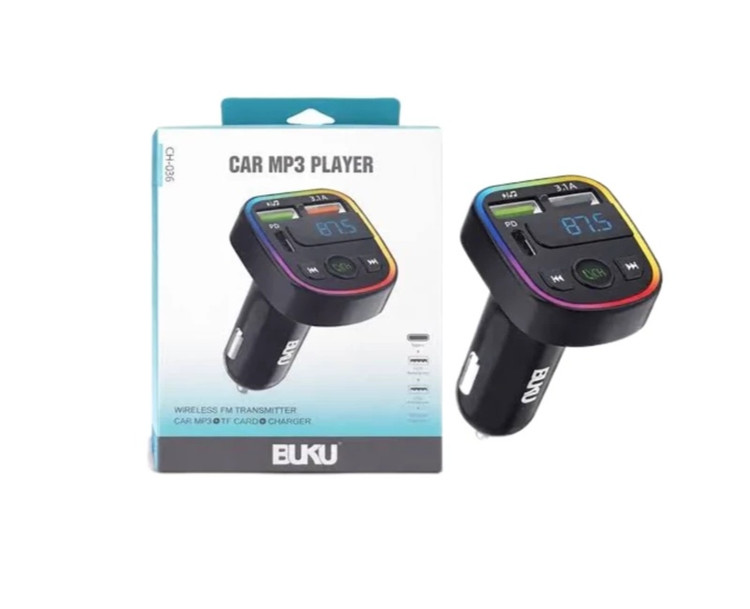 افام ترنسمیتر بلوتوثی بوکو مدل CH-036 با قابلیت پخش MP3 و شارژر
