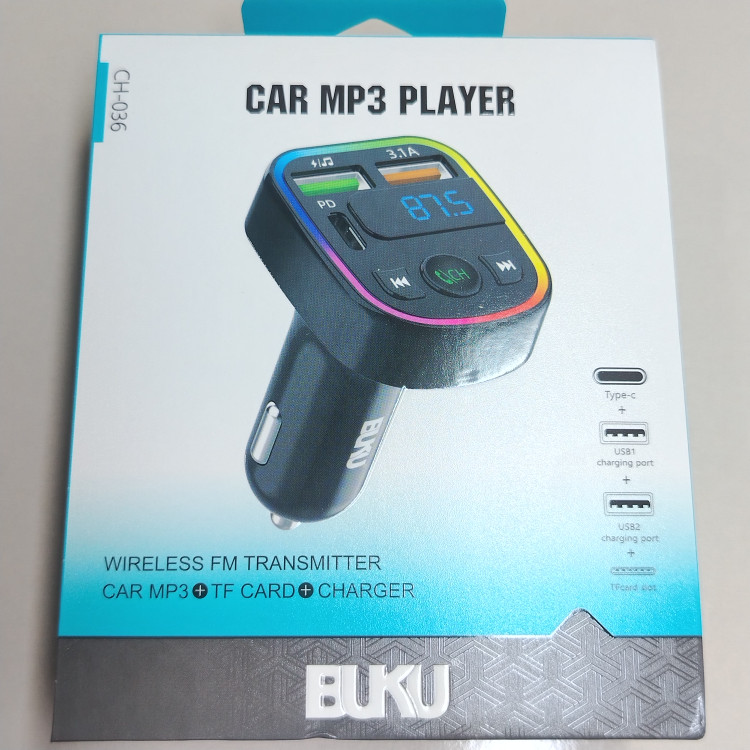 افام ترنسمیتر بلوتوثی بوکو مدل CH-036 با قابلیت پخش MP3 و شارژر