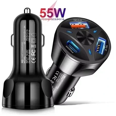 شارژر فندکی 3 کاره 55 وات مدل lme-003 PD اصل